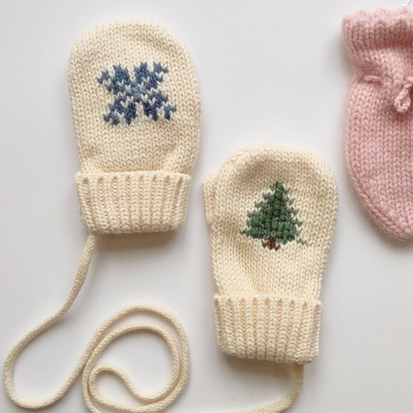 NWT Cashmere Baby Mittens & Vintage Ralph Lauren Wool Mittens 6-12 Months - Picture 8 of 12